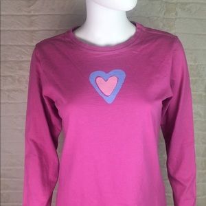 LIFE IS GOOD Pink Double Heart Long Sleeve Woman S